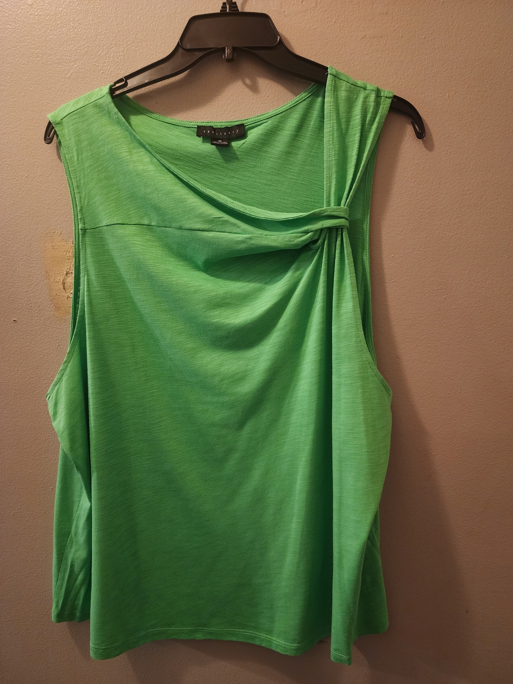 Bright Green Sleeveless Knot-Accent Top